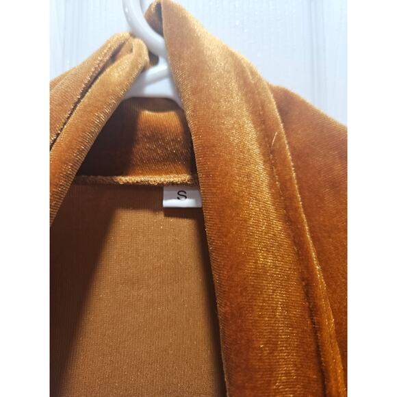 Copper Velvet Longline Open Front Duster Cardigan Holiday Evening Womens S - Picture 2 of 5